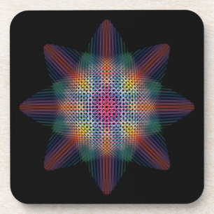 Trippy-mehrfarbiger Stern auf schwarzer Oberfläche Getränkeuntersetzer