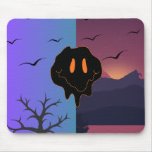 Trippy Melting Smile Gesicht Tag & Nacht Landschaf