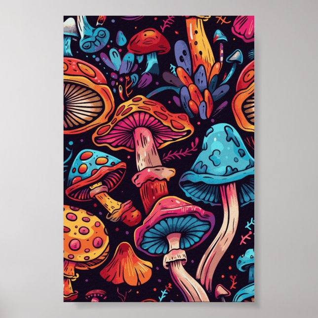 Trippy Mushroom Art Painting Poster (Vorne)