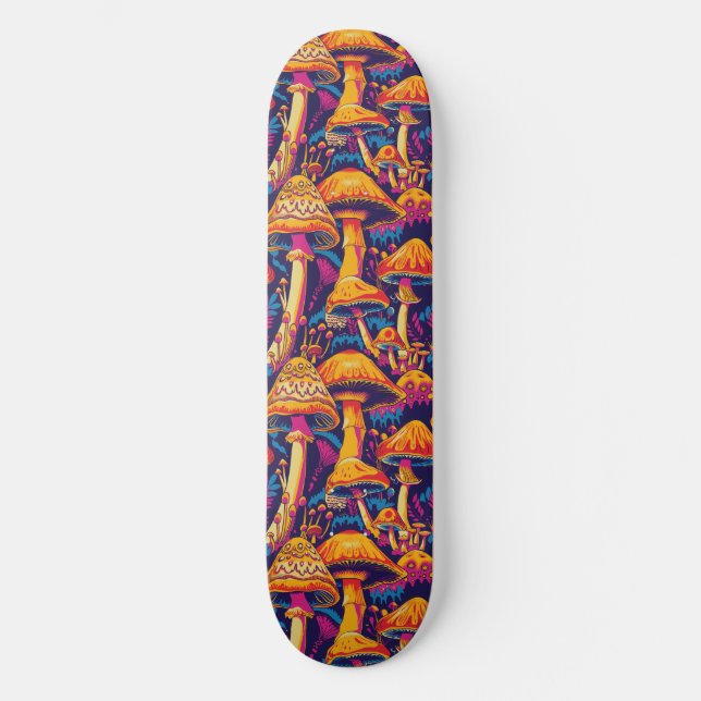 Trippy Mushroom Art Painting Skateboard (Vorderseite)