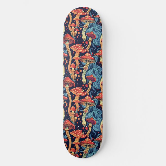 Trippy Mushroom Art Painting Skateboard (Vorderseite)