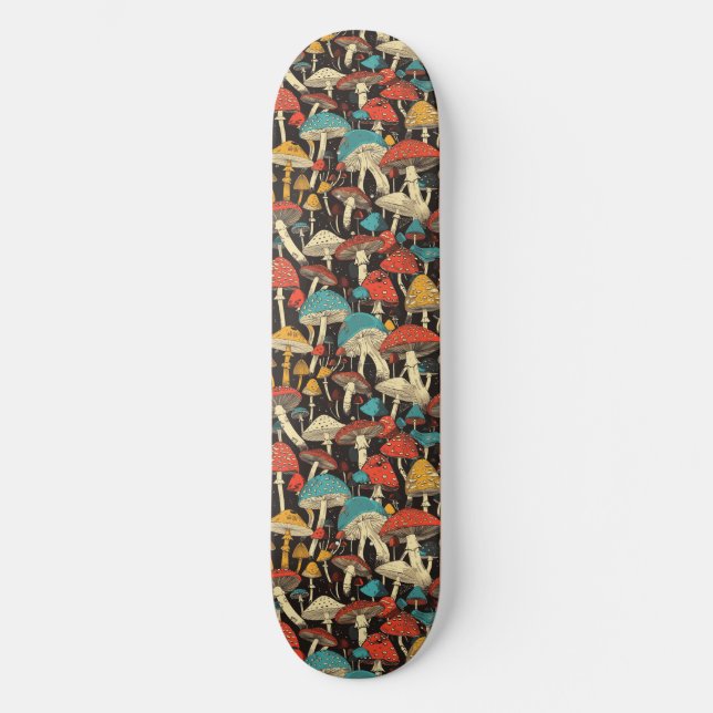 Trippy Mushroom Art Painting Skateboard (Vorderseite)