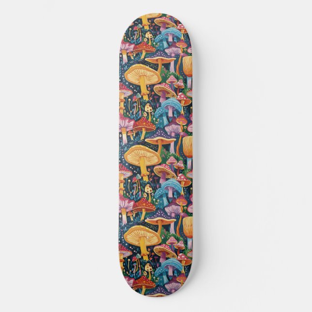 Trippy Mushroom Art Painting Skateboard (Vorderseite)