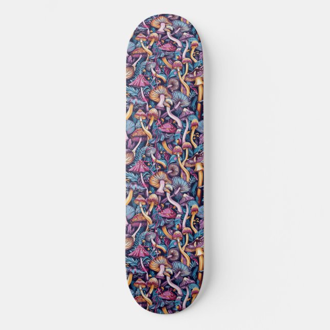 Trippy Mushroom Art Painting Skateboard (Vorderseite)