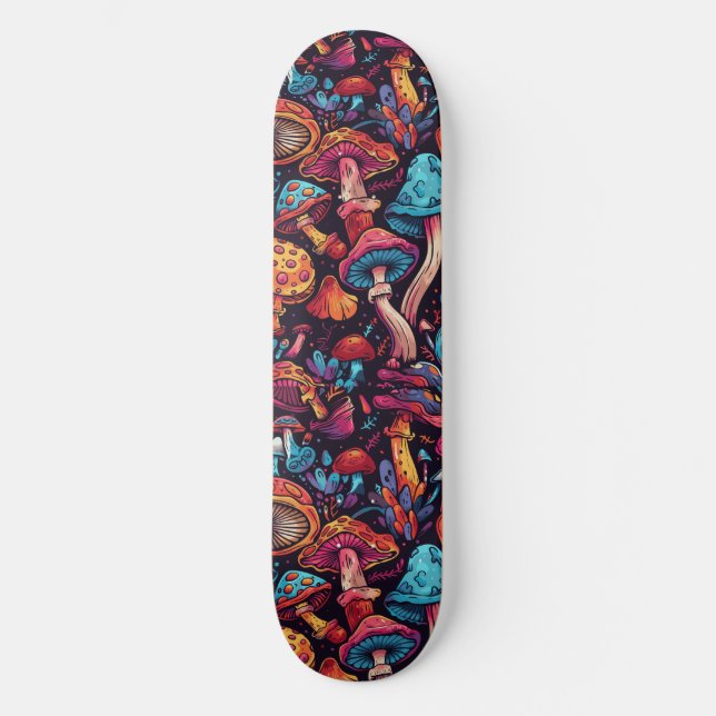Trippy Mushroom Art Painting Skateboard (Vorderseite)
