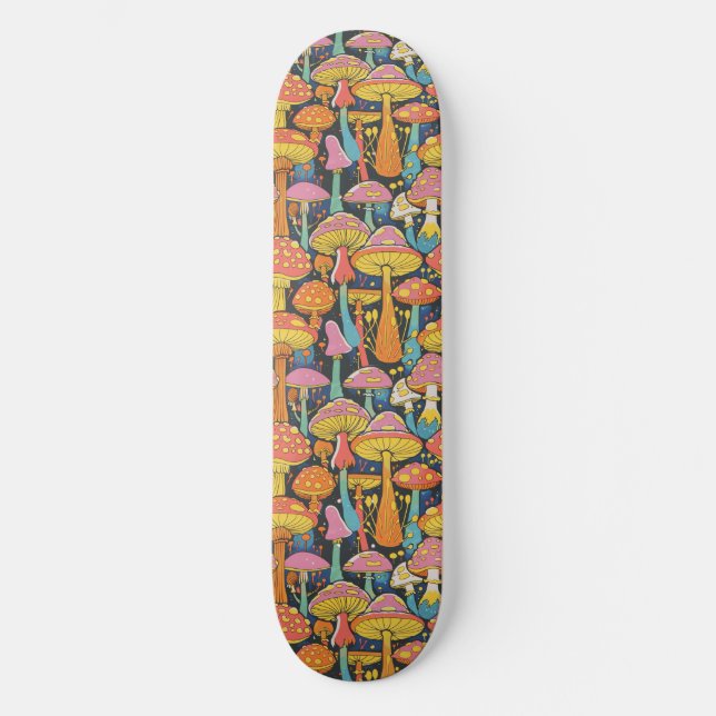 Trippy Mushroom Art Painting Skateboard (Vorderseite)