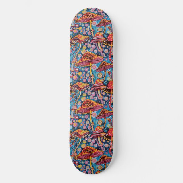 Trippy Mushroom Art Painting Skateboard (Vorderseite)