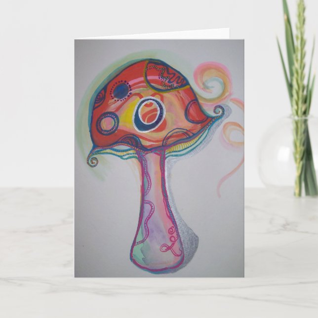 Trippy Mushroom Card - Hippie Blank Notecard Karte (Vorderseite)