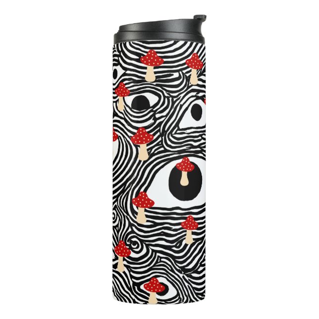 Trippy Mushroom Travel Mug - Funky Eye Design Cup Thermosbecher (Nach links gedreht)