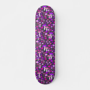 Trippy Mushrooms Lila, rosa und schwarz Skateboard