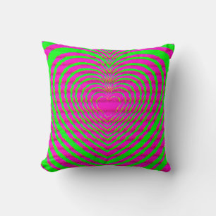 Trippy Neone Pink Green Hypnotic Heart Liebe Muste Kissen