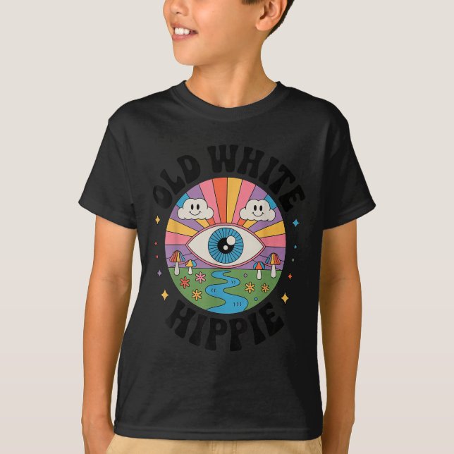 Trippy Old White Hipe Retro Psychedelic Art  T-Shirt (Vorderseite)