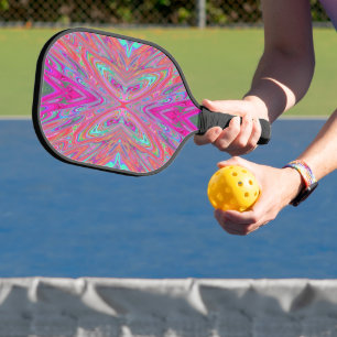Trippy Pink, Aqua und Magenta Abstrakt Butterfly Pickleball Schläger