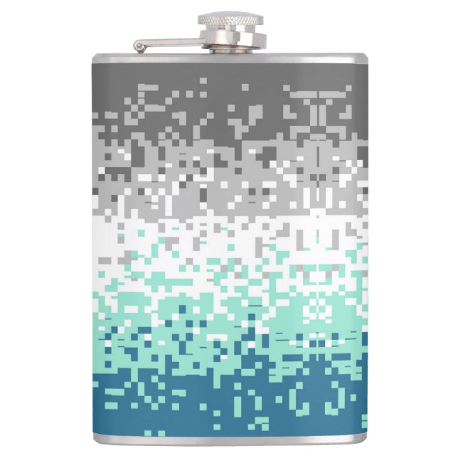 Trippy-Pixel-Abstrakte Frayromantic-Pride-Flag Flachmann (Vorderseite)