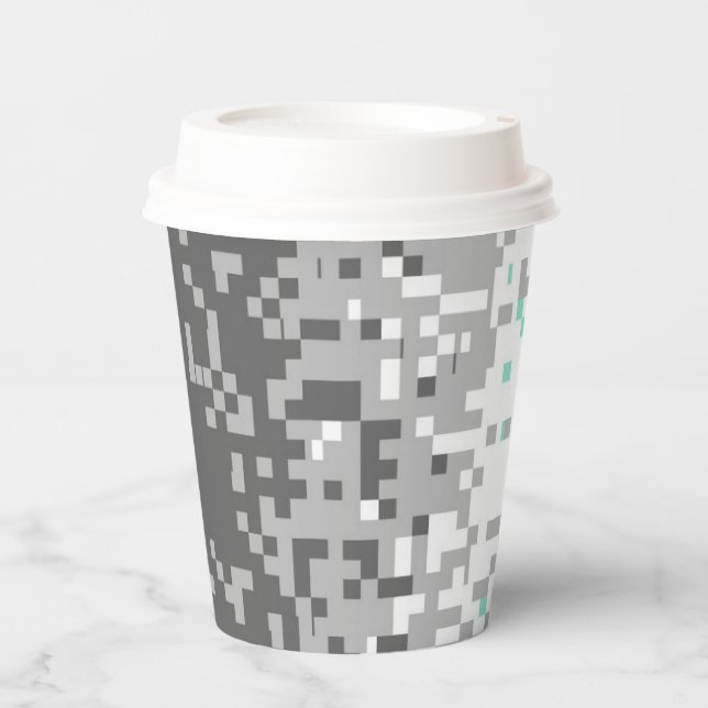 Trippy-Pixel-Abstrakte Frayromantic-Pride-Flag Pappbecher (Vorderseite)