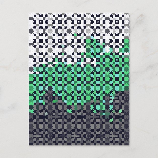 Trippy-pixeles Abstraktes Neutrois-Pride-Flag Postkarte (Vorderseite)