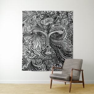 Trippy Portrait Tapestry Wandteppich