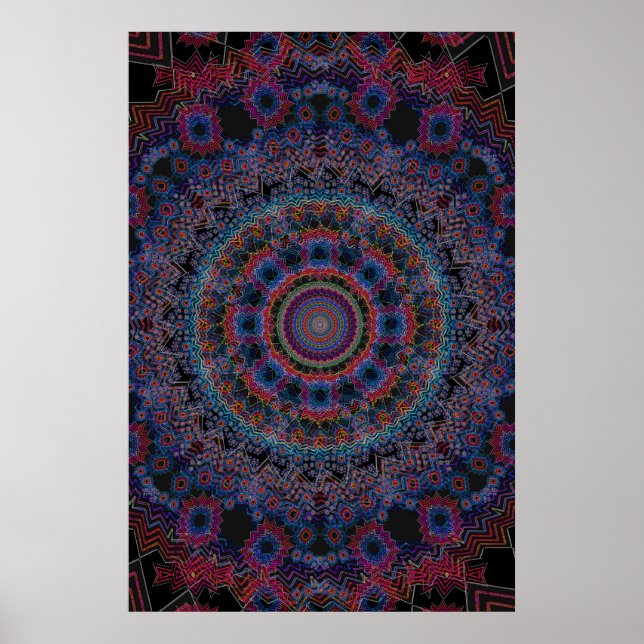Trippy Poster: Abstrakte Radialkunst Poster (Vorne)