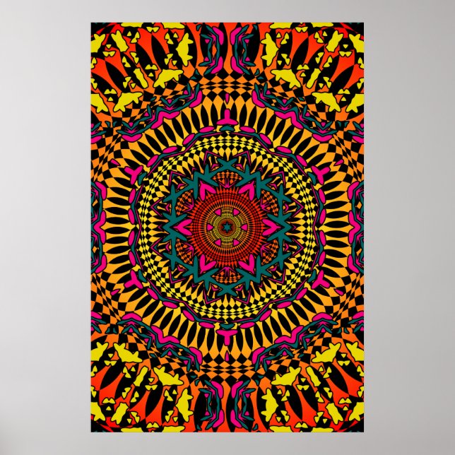 Trippy Poster: Psychedelisches Kaleidoskop-Kunstwe Poster (Vorne)