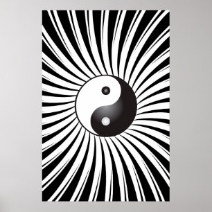 Trippy Poster: Yin Yang Symbol & Spiral Design Poster