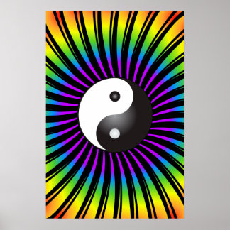 Trippy Poster: Yin Yang Symbol & Spiral Design Poster