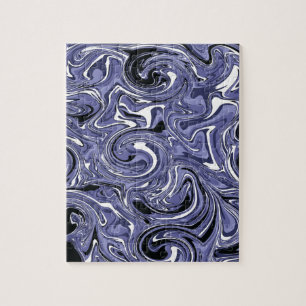 Trippy Psychadelic Wasser-Marmor Schwarz Lila Puzzle