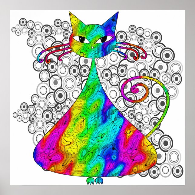 Trippy Psychedelic Cat Poster (Vorne)
