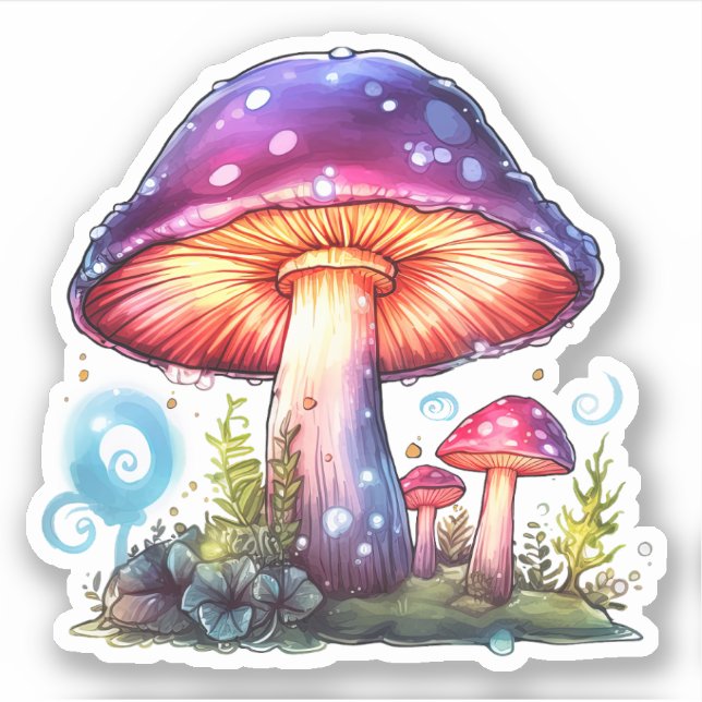 Trippy Psychedelic Earthy Mushroom Art Artwork Aufkleber (Vorderseite)