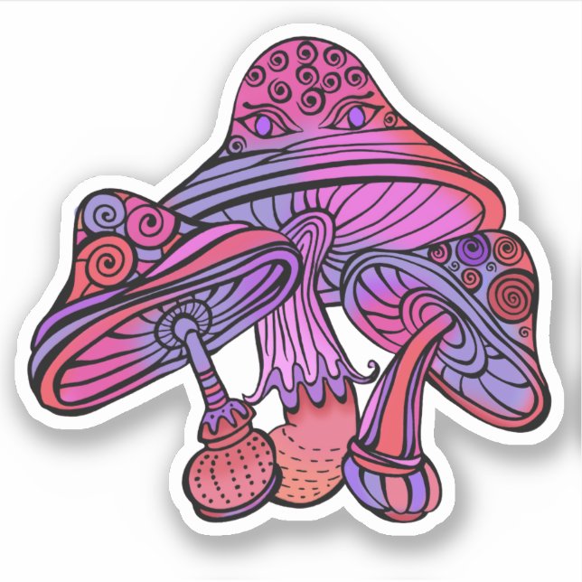 Trippy Psychedelic Earthy Mushrooms Artwork Aufkleber (Vorderseite)