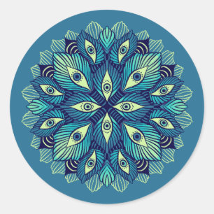 Trippy Psychedelic Eyes Floral Surreal Art Runder Aufkleber