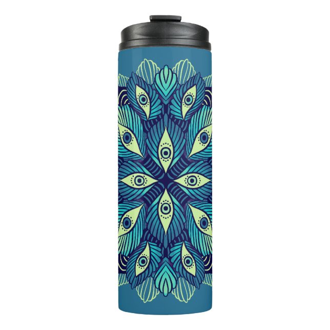 Trippy Psychedelic Eyes Floral Surreal Art Thermosbecher (Vorderseite)