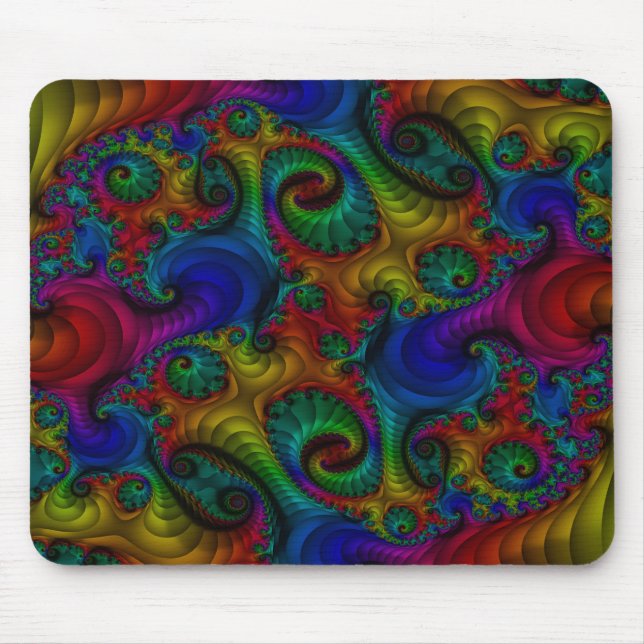 Trippy Psychedelic Fraktal Rainbow Mousepad (Vorne)