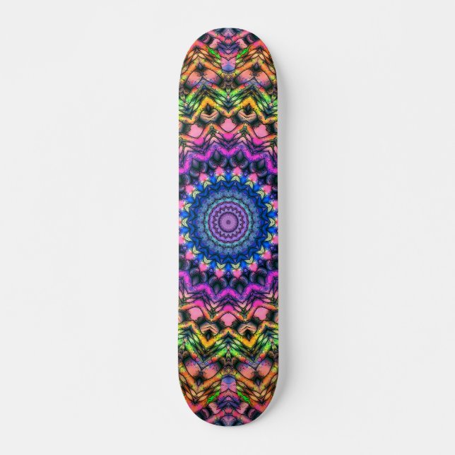 Trippy Psychedelic Kaleidoskop Skateboard (Vorne)