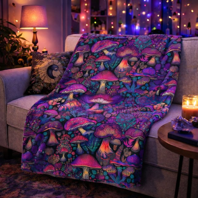 Trippy Psychedelic Mushroom Pattern Sherpadecke (Von Creator hochgeladen)