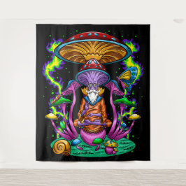 Trippy Psychedelic Mushroom Wizard Wandteppich