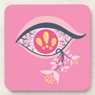 Trippy Psychedelic Pink Eye Floral Pastel Goth Getränkeuntersetzer