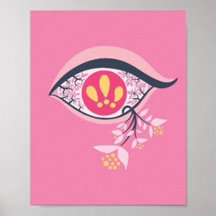 Trippy Psychedelic Pink Eye Floral Pastel Goth Poster