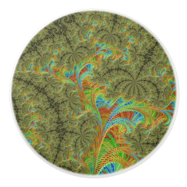Trippy Psychedelic Spiral Fraktal Art Keramikknauf (Vorderseite)