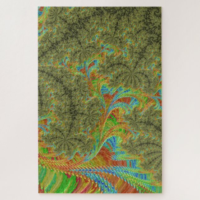 Trippy Psychedelic Spiral Fraktal Art Puzzle (Vertikal)