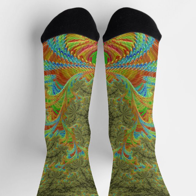 Trippy Psychedelic Spiral Fraktal Art Socken (Oben)