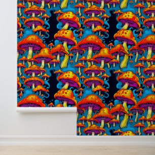 Trippy psychedelische Pilze mit einem Vintage-Feel Tapete