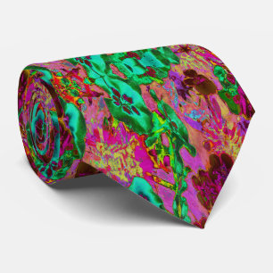 Trippy psychedelische smaragdgrüne Blumen Krawatte