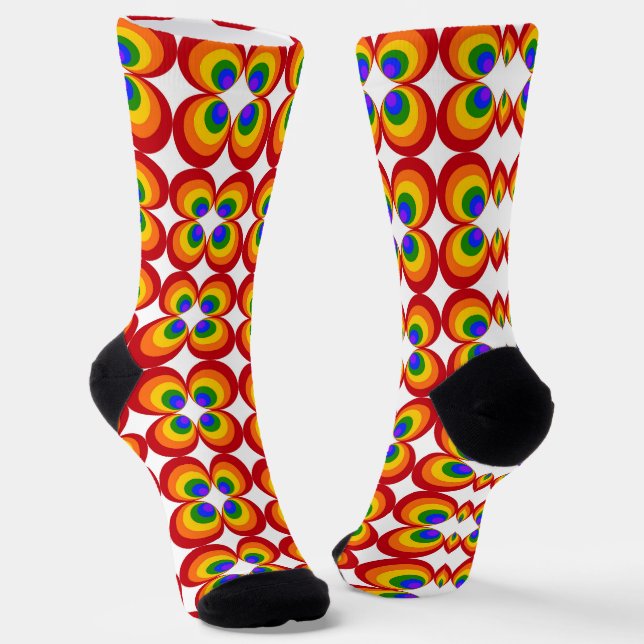 Trippy Rainbow-Blume Socken (Gewinkelt)