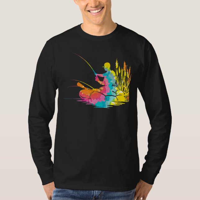 Trippy Rainbow Hippie Gefärbte Krawatte Fischen T-Shirt (Vorderseite)