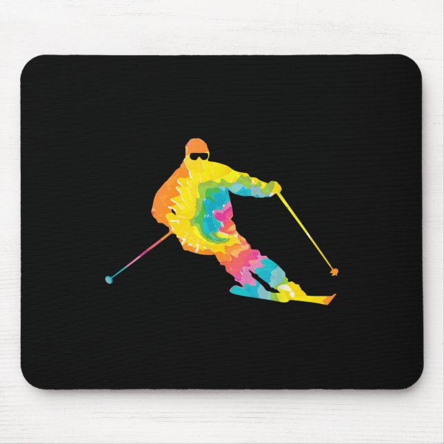 Trippy Rainbow Hippie - Krawatte-Färbung Skiing Mousepad (Vorne)