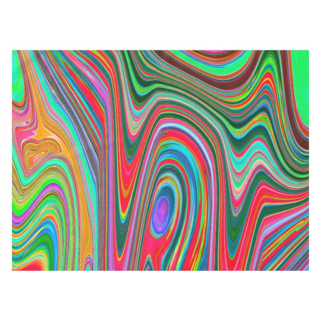 Trippy Red, Green und Blue Abstrakt Groovy Art Tischdecke (Vorderseite (Horizontal))