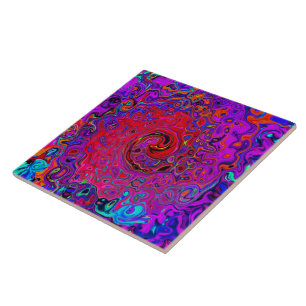 Trippy Red und Lila Abstrakt Retro Liquid Swirl Fliese