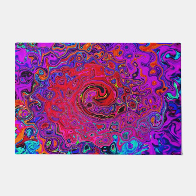 Trippy Red und Lila Abstrakt Retro Liquid Swirl Fußmatte (Vorderseite)