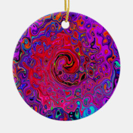 Trippy Red und Lila Abstrakt Retro Liquid Swirl Keramik Ornament