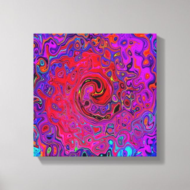 Trippy Red und Lila Abstrakt Retro Liquid Swirl Leinwanddruck (Vorderseite)